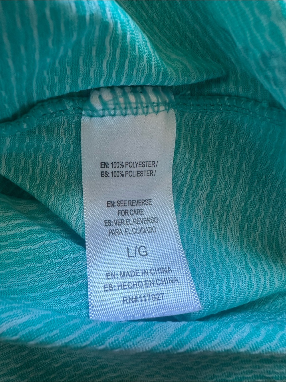 REEBOK Women's T Shirt Reflective Aqua Marled V Neck Side Zip Pocket Large - Picture 6 of 7